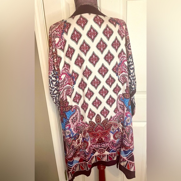 Chico's Women's Floral Plaid Paisley mixed print Ruana Wrap Kimono Boho Size S/M - Picture 4 of 12